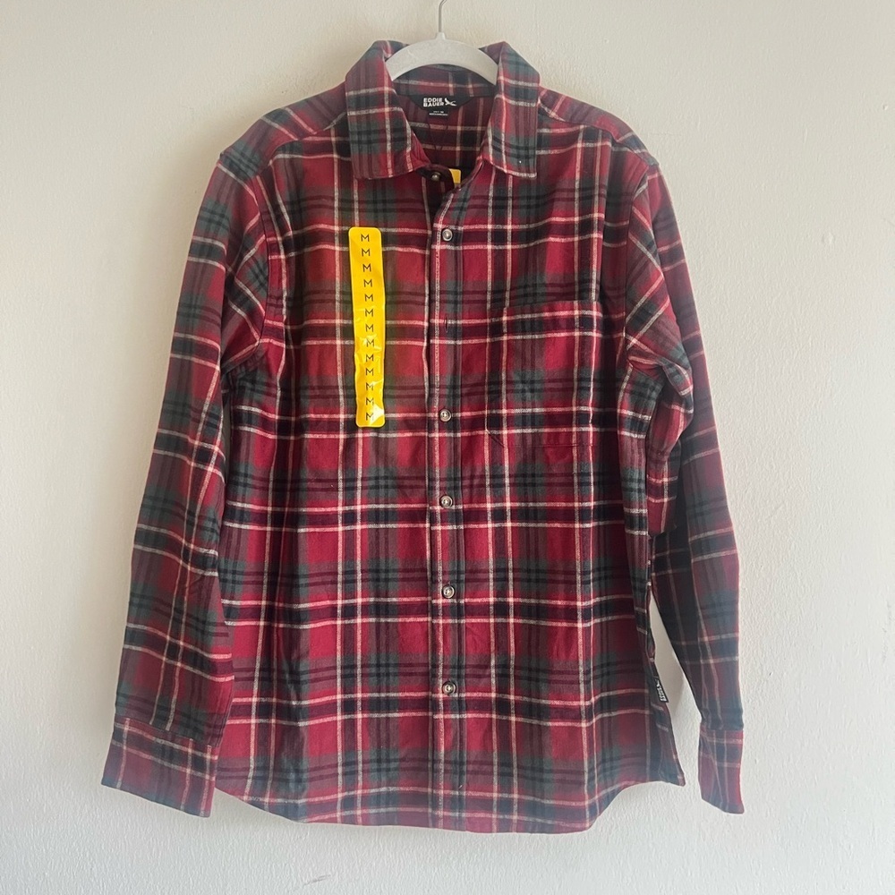 Eddie Bauer Red  Plaid Shirt Size Medium